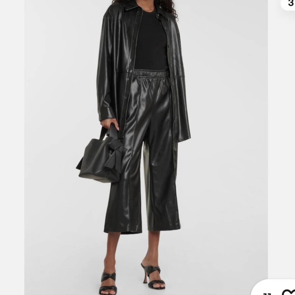 NWOT Velvet by Graham & Spencer Nica Black Faux Leather Wide Crop Pants